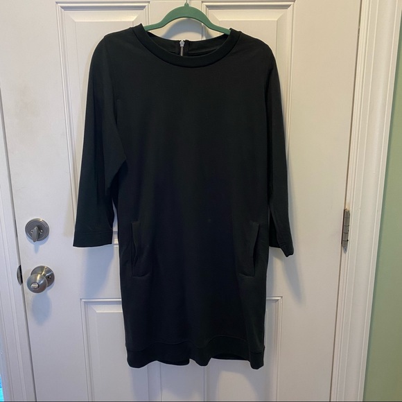 Logan Black 3/4 sleeve sweatshirt dress pockets S - Picture 1 of 7